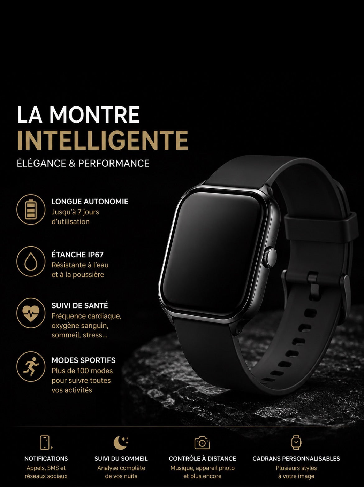 Montre Connectée – GPS & Santé IP67