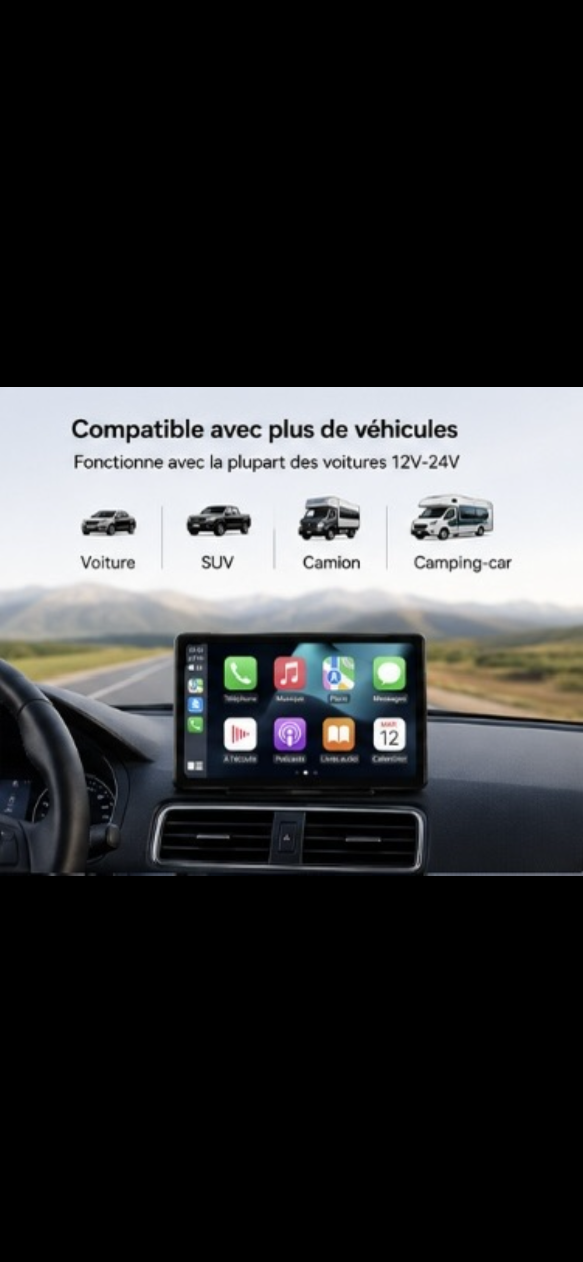 Autoradio CarPlay 10" – Android Auto & Caméra