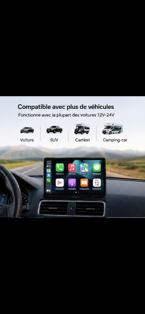 Autoradio CarPlay 10" – Android Auto & Caméra