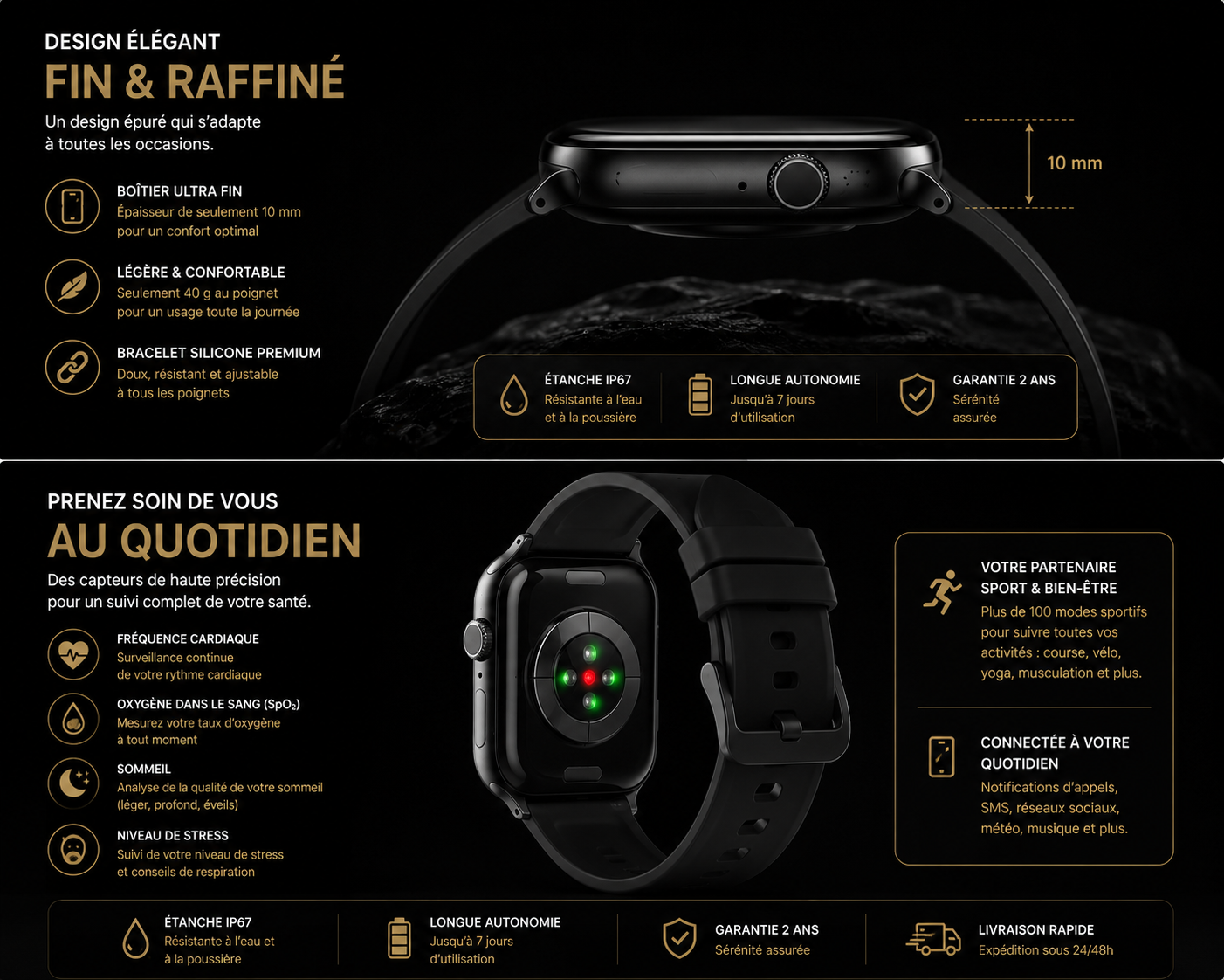Montre Connectée – GPS & Santé IP67