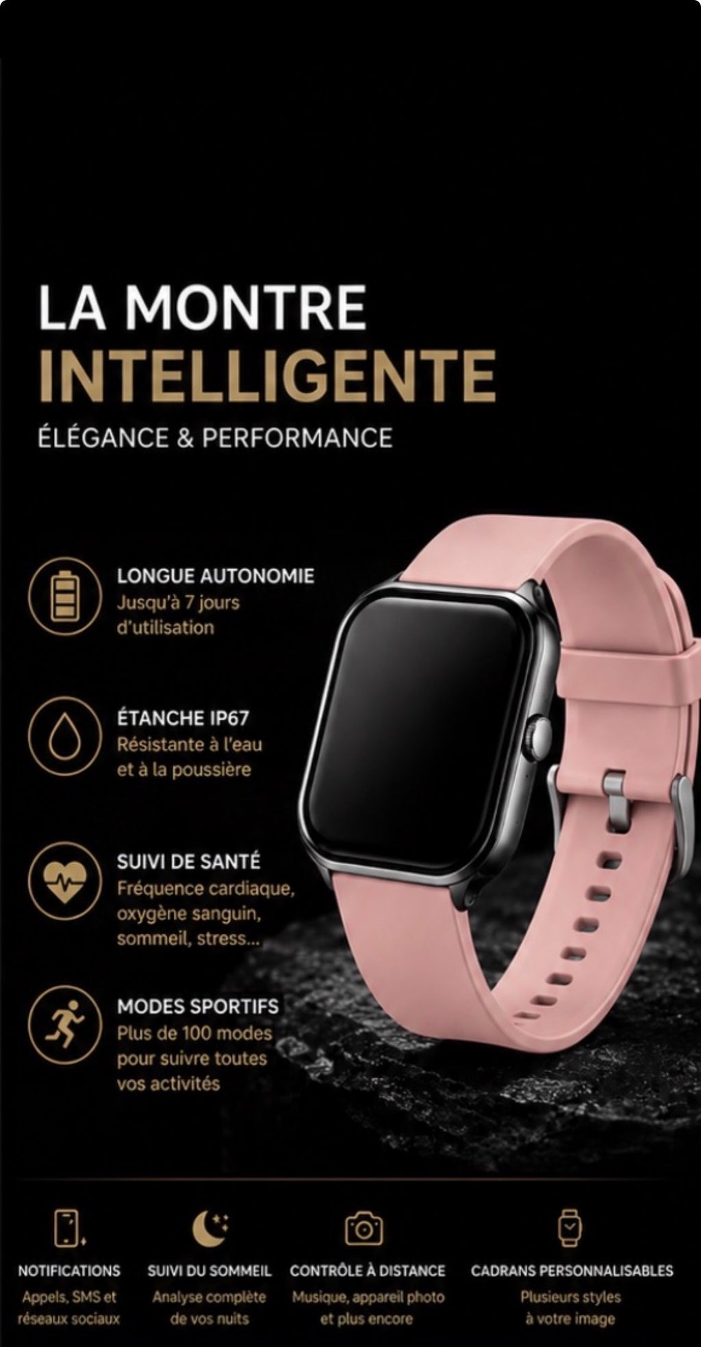 Montre Connectée – GPS & Santé IP67
