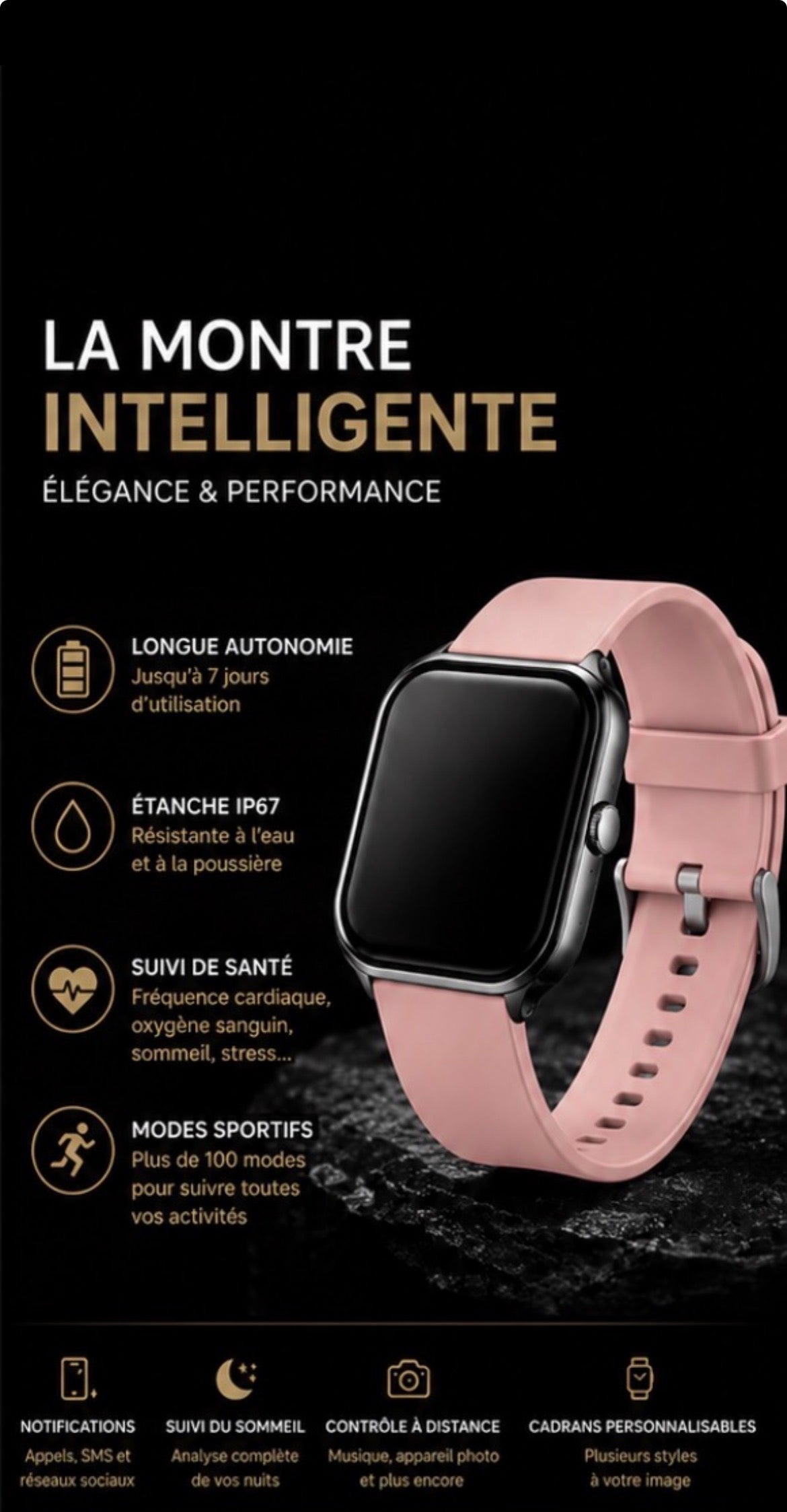 Montre Connectée – GPS & Santé IP67